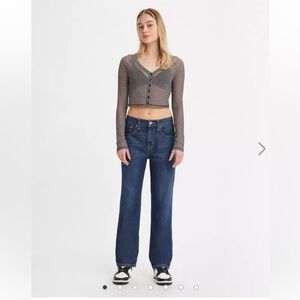 Levis Low Pro Straight Jeans Woman 27 Dark Wash Cotton Streetwear Preppy Y2K